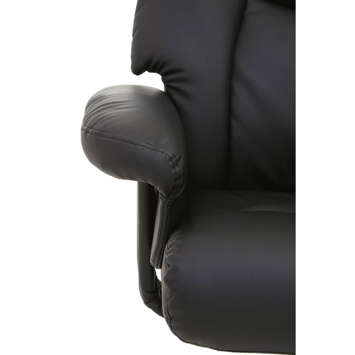 Denton Black Leather Effect Reclining Chair And Footstool.