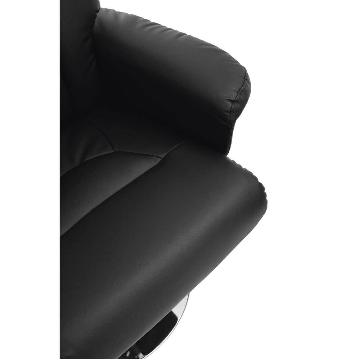 Denton Black Leather Effect Reclining Chair And Footstool.