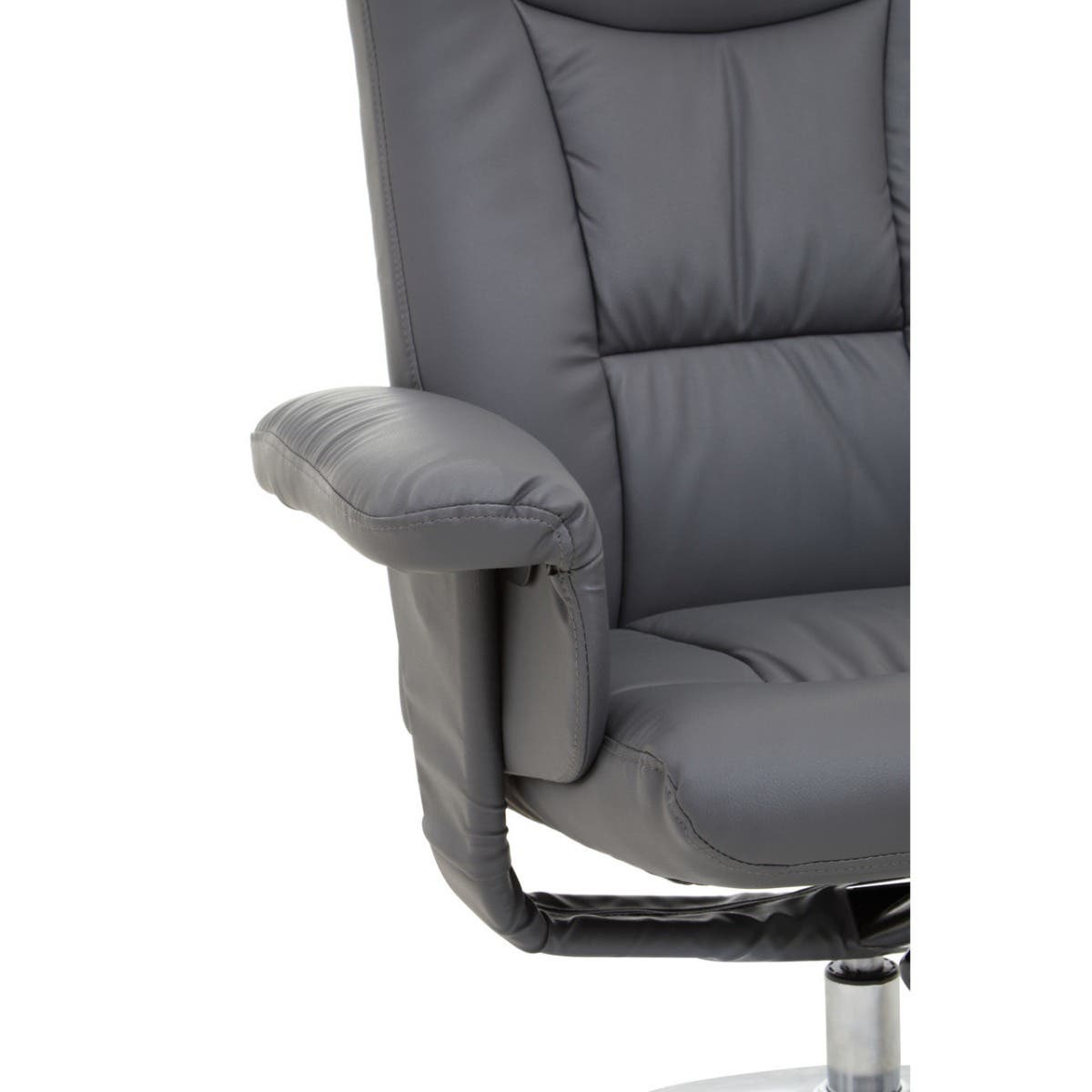 Denton Grey Leather Effect Recliner.