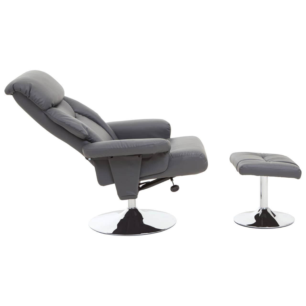 Noosa & Co. Living Denton Grey Leather Effect Reclining Chair And Footstool House of Isabella UK