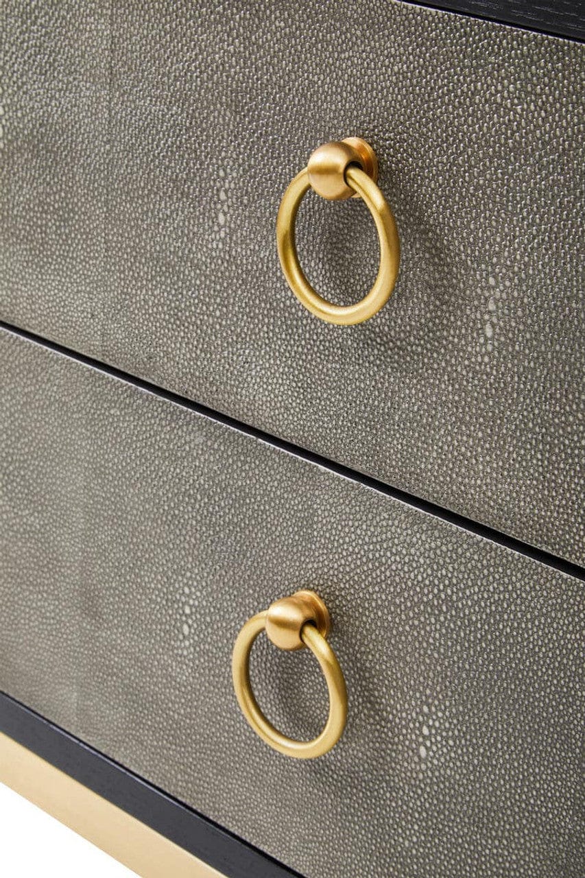 Noosa & Co. Living Deruta Two Drawer Grey Shagreen Effect Side Table House of Isabella UK