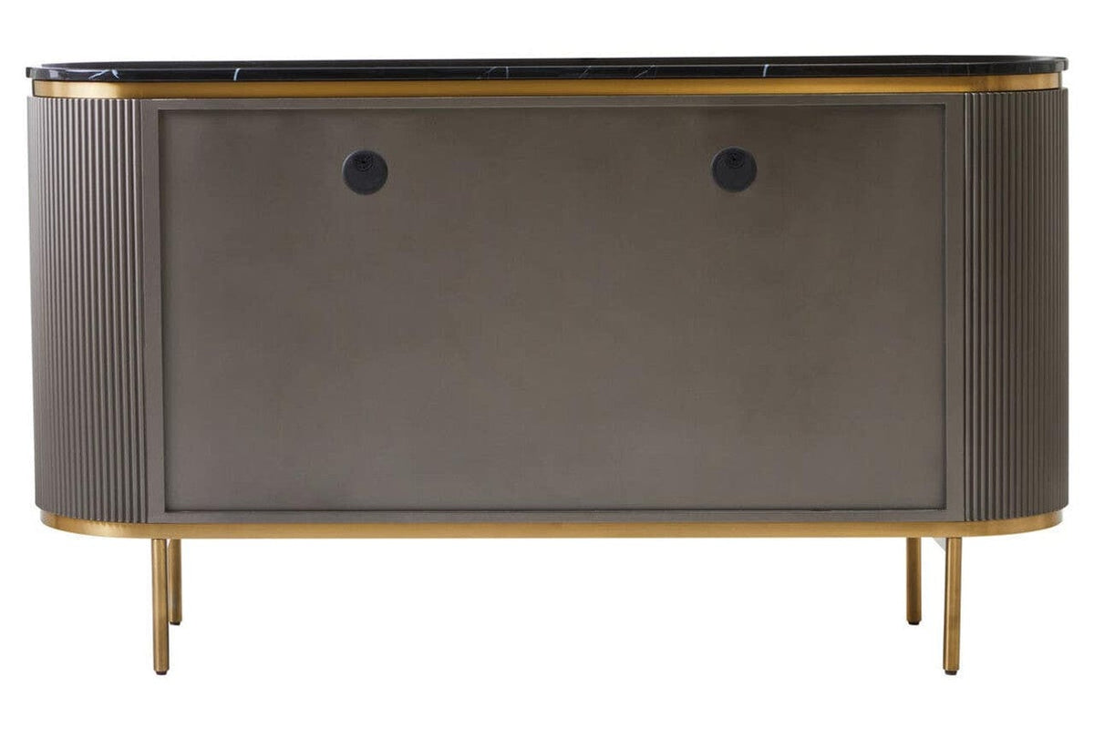 Noosa & Co. Living Dervio Grey Four Door Sideboard With Black Marble Top House of Isabella UK
