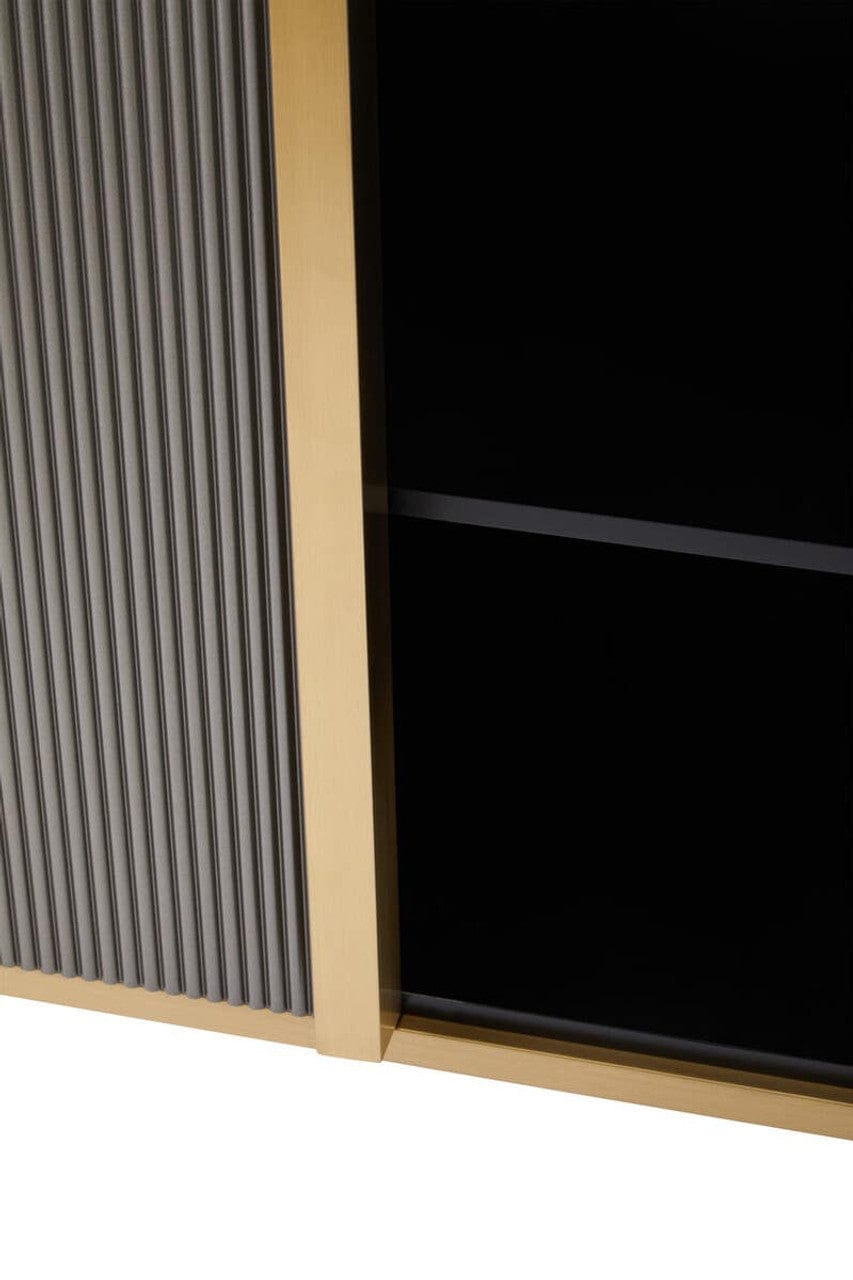 Noosa & Co. Living Dervio Grey Four Door Sideboard With Black Marble Top House of Isabella UK