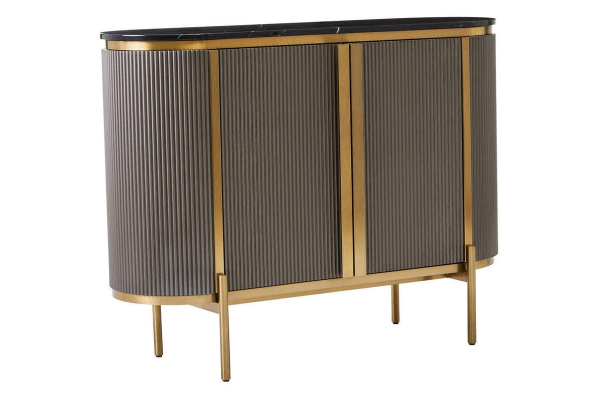 Noosa & Co. Living Dervio Grey Two Door Sideboard with Black Marble Top House of Isabella UK