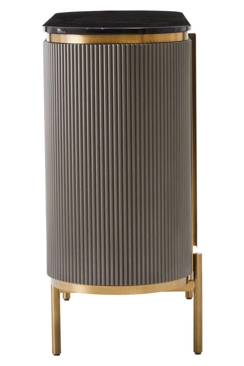 Noosa & Co. Living Dervio Grey Two Door Sideboard with Black Marble Top House of Isabella UK