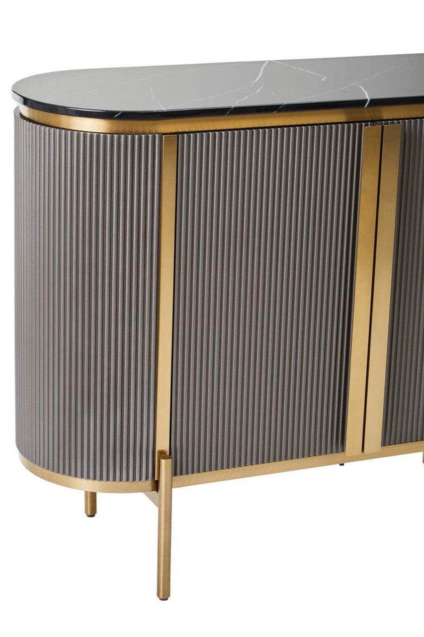 Noosa & Co. Living Dervio Grey Two Door Sideboard with Black Marble Top House of Isabella UK