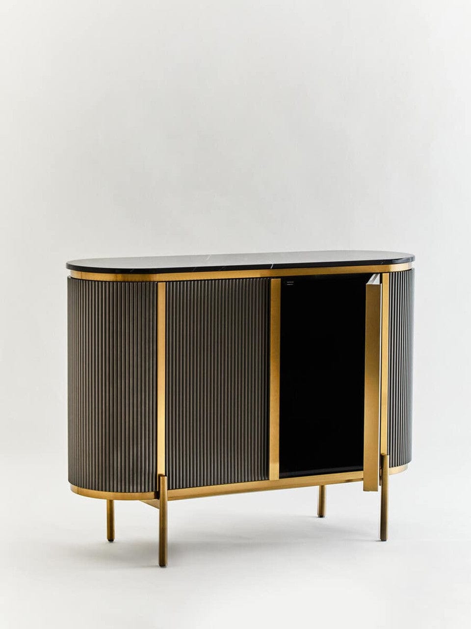 Noosa & Co. Living Dervio Grey Two Door Sideboard with Black Marble Top House of Isabella UK