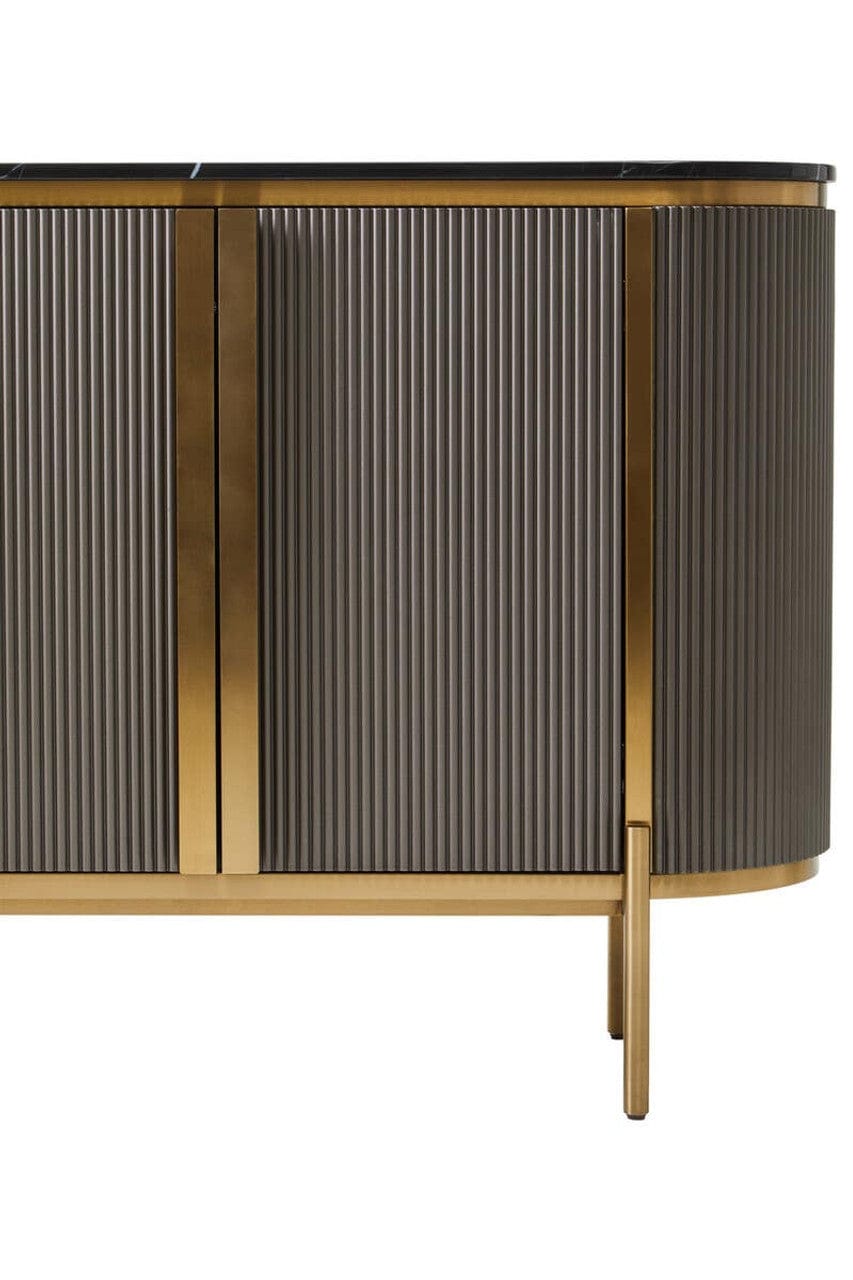 Noosa & Co. Living Dervio Grey Two Door Sideboard with Black Marble Top House of Isabella UK