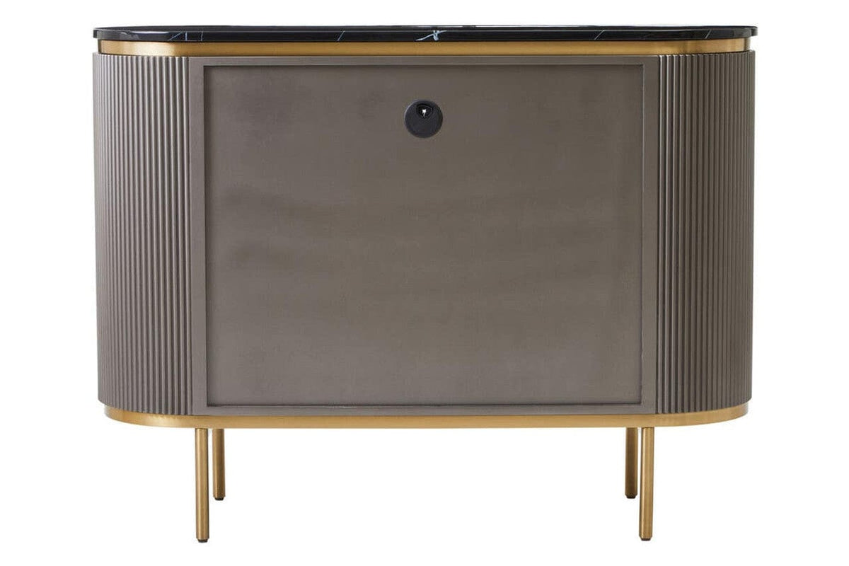 Noosa & Co. Living Dervio Grey Two Door Sideboard with Black Marble Top House of Isabella UK
