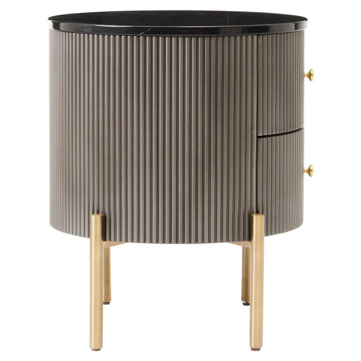 Noosa & Co. Living Dervio Grey Two Drawer Chest with Black Marble Top House of Isabella UK