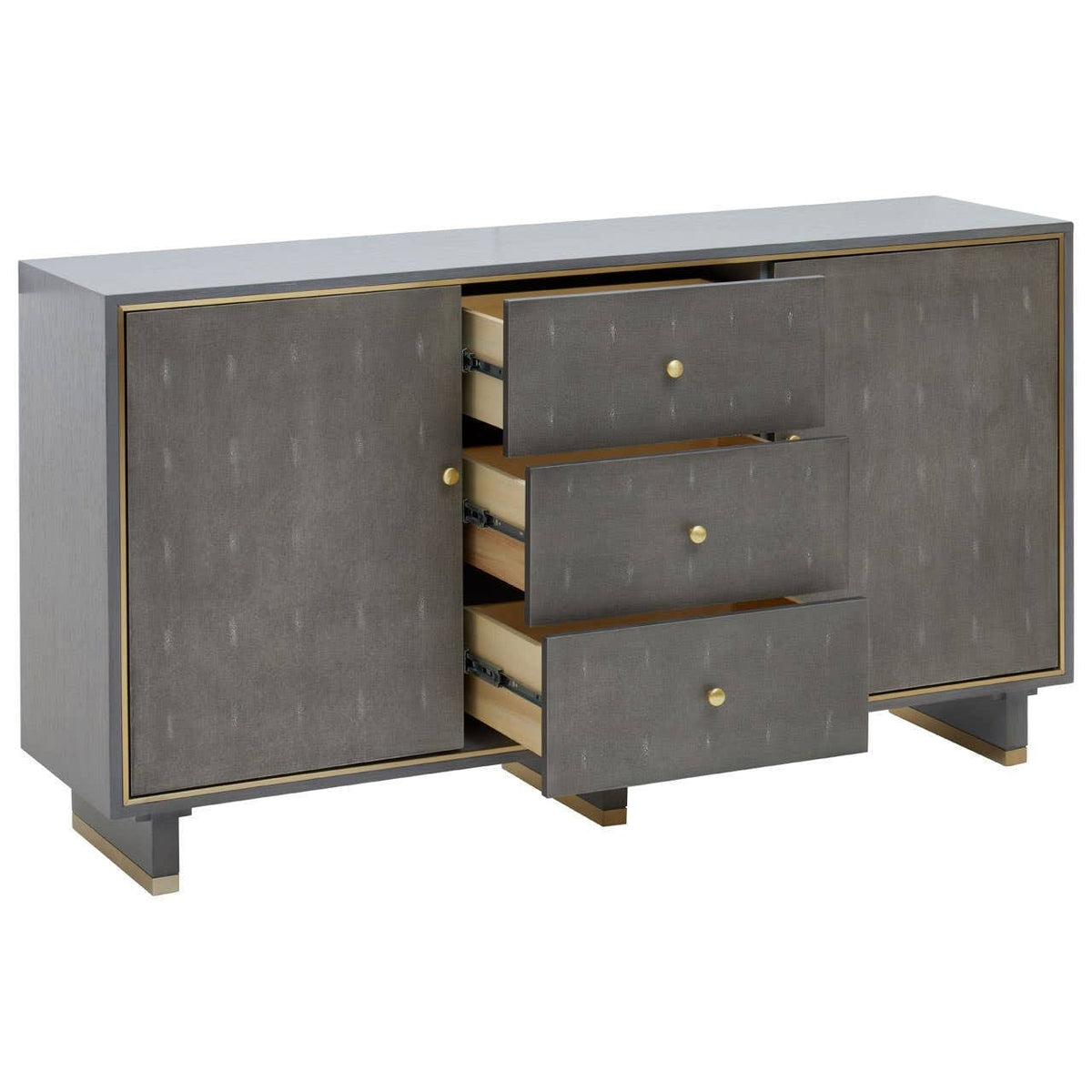 Noosa & Co. Living Deskey Grey Shagreen Effect Three Drawer Sideboard House of Isabella UK