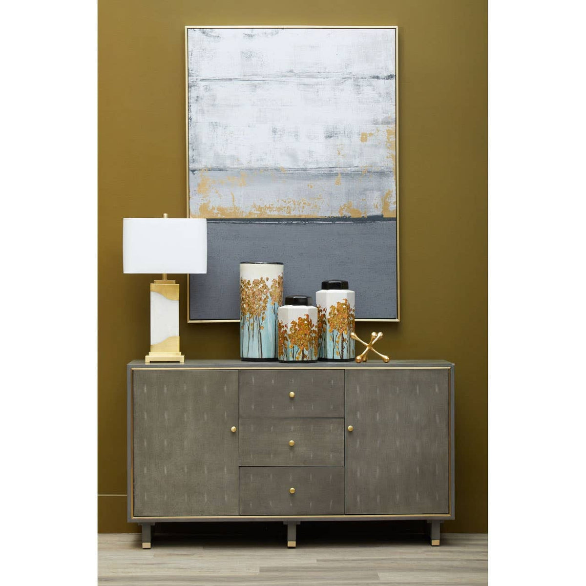 Noosa & Co. Living Deskey Grey Shagreen Effect Three Drawer Sideboard House of Isabella UK