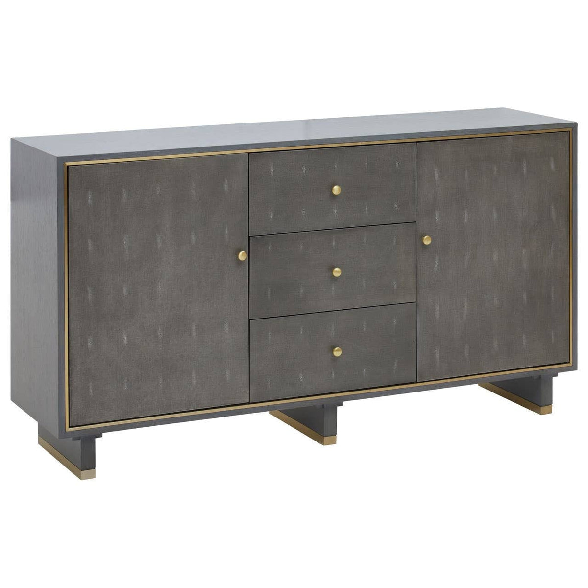 Noosa & Co. Living Deskey Grey Shagreen Effect Three Drawer Sideboard House of Isabella UK