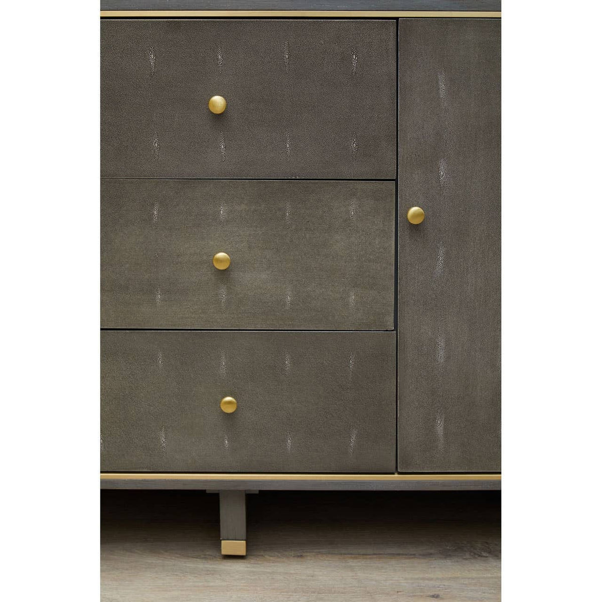 Noosa & Co. Living Deskey Grey Shagreen Effect Three Drawer Sideboard House of Isabella UK