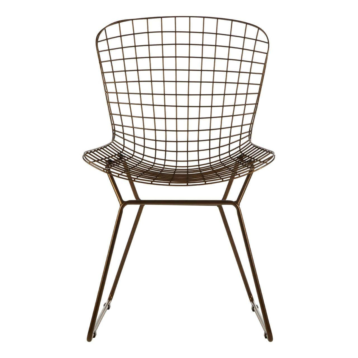 District Bronze Metal Grid Frame Wire Chair.