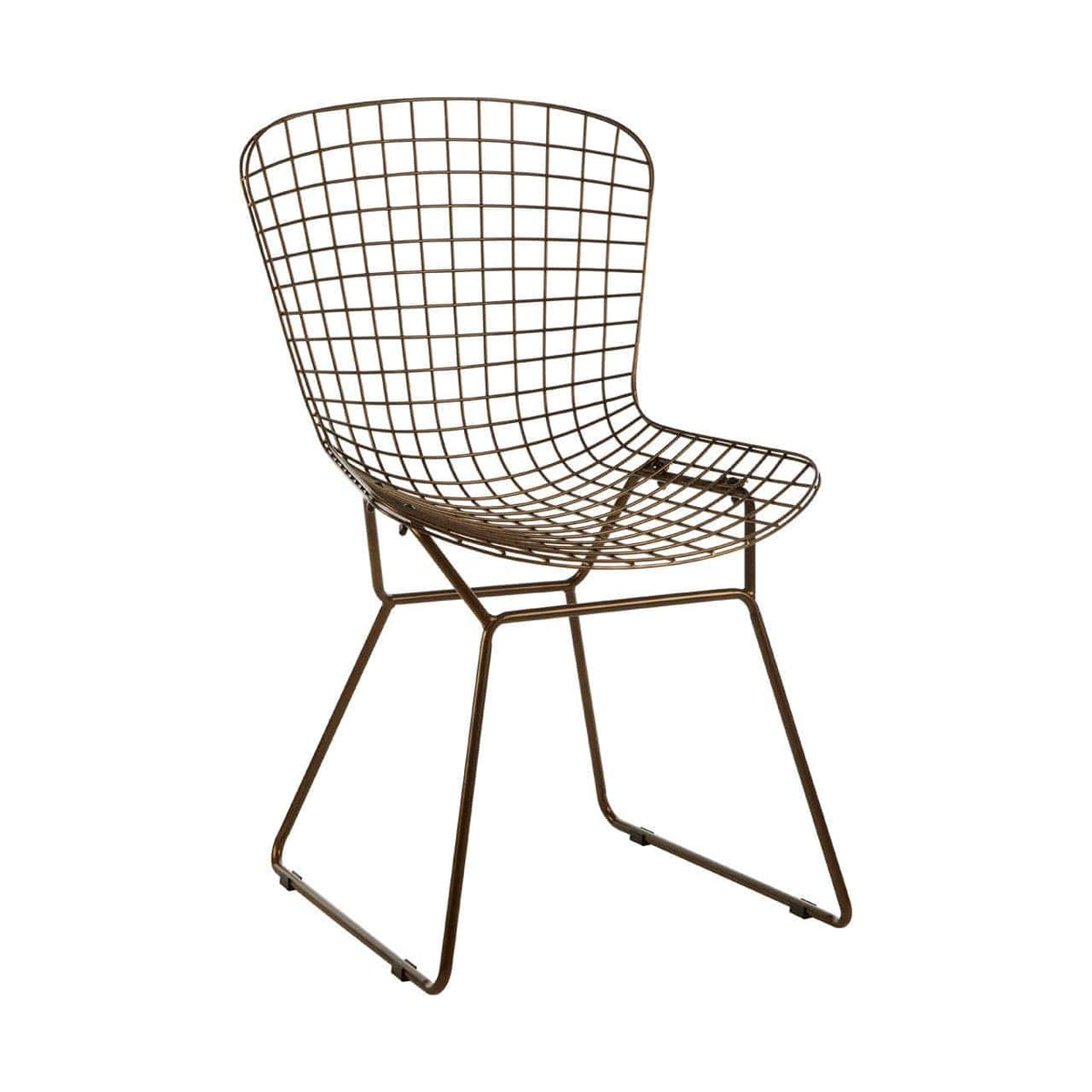 District Bronze Metal Grid Frame Wire Chair.