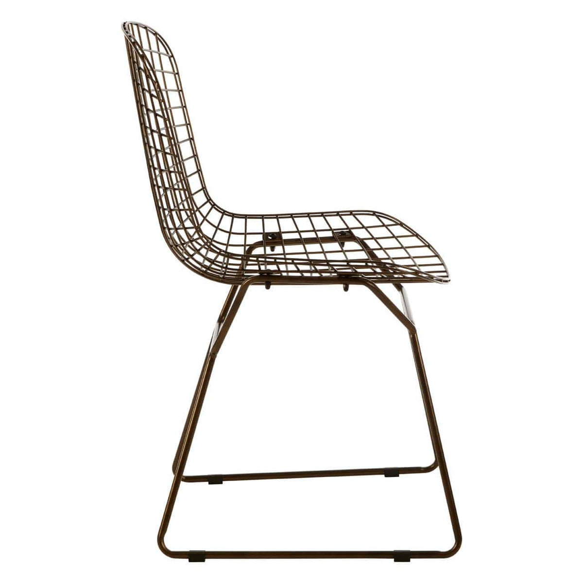 District Bronze Metal Grid Frame Wire Chair.