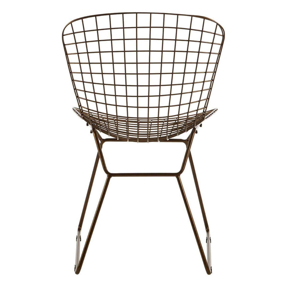 District Bronze Metal Grid Frame Wire Chair.