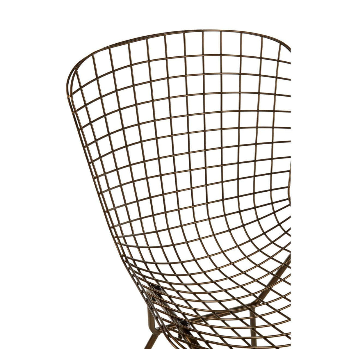 District Bronze Metal Grid Frame Wire Chair.