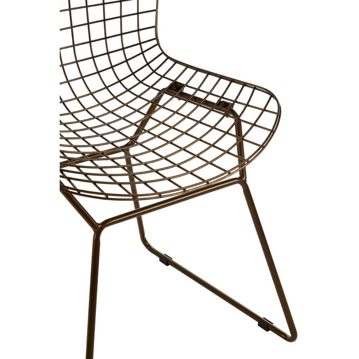 District Bronze Metal Grid Frame Wire Chair.
