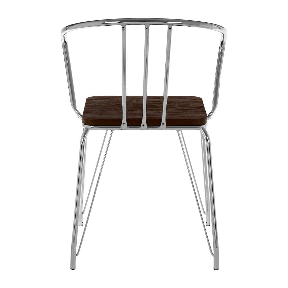 District Chrome Metal And Elm Wood Arm Chair.