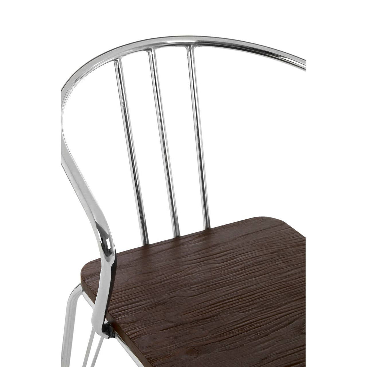 District Chrome Metal And Elm Wood Arm Chair.