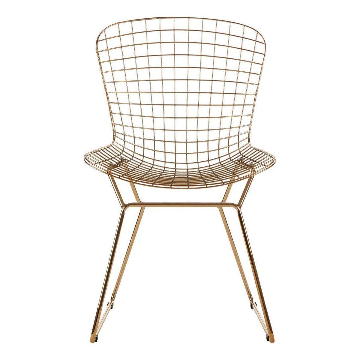 District Gold Metal Grid Frame Wire Chair.