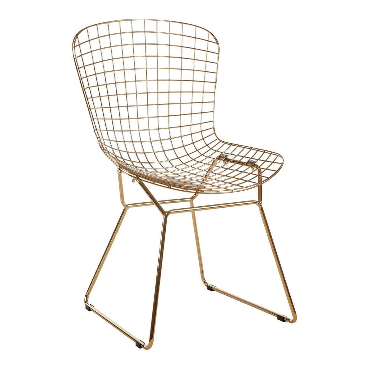 District Gold Metal Grid Frame Wire Chair.