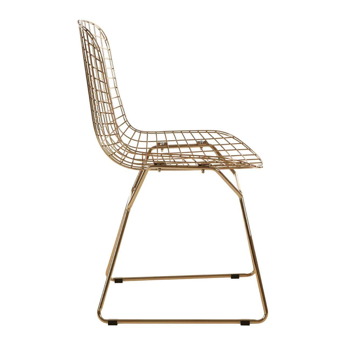 District Gold Metal Grid Frame Wire Chair.