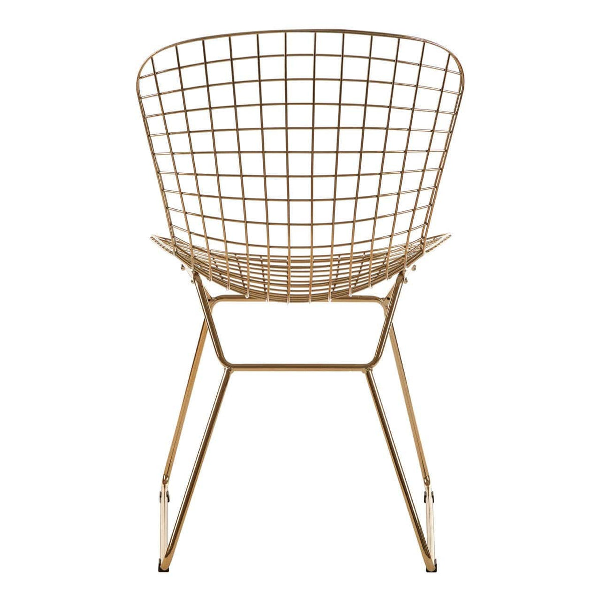 District Gold Metal Grid Frame Wire Chair.