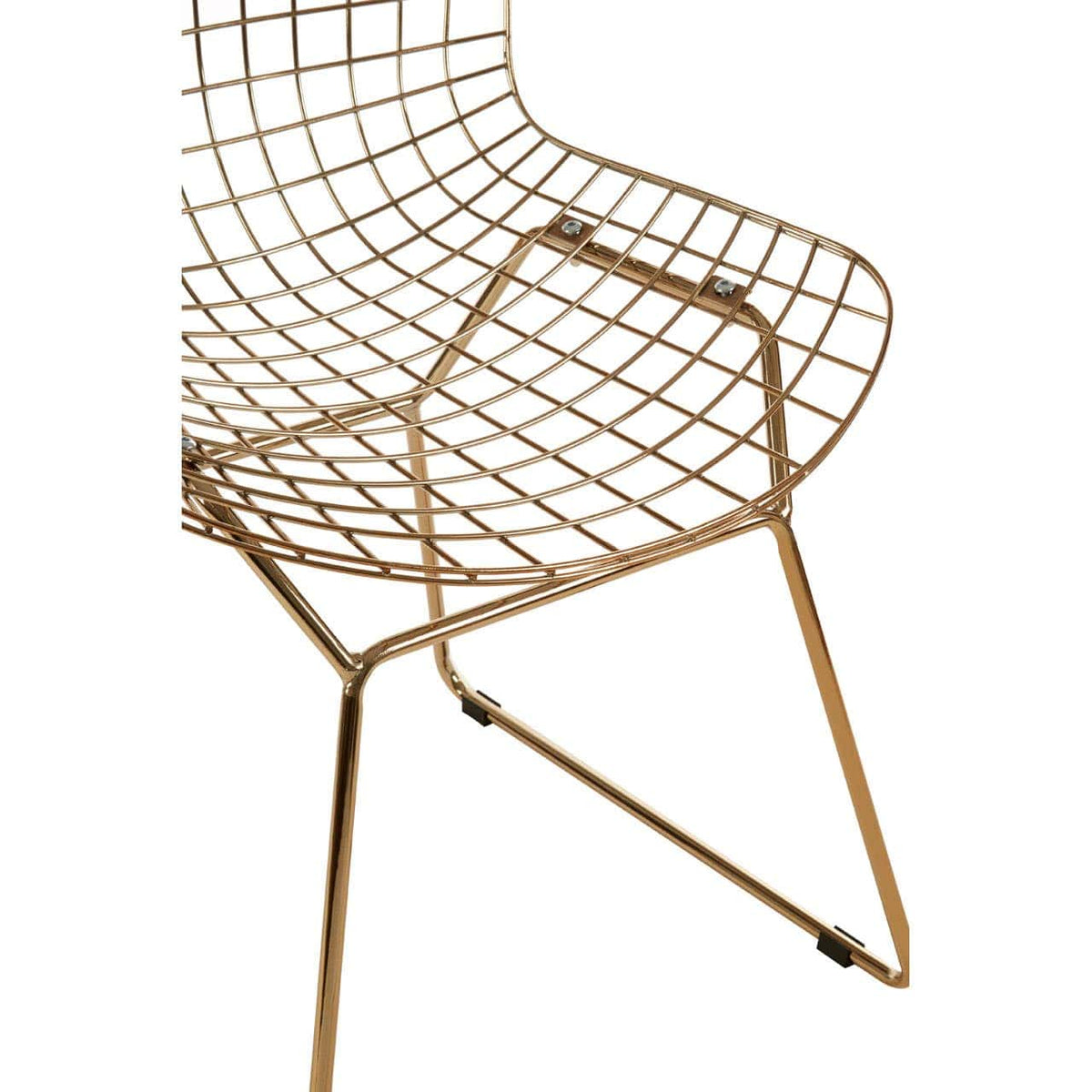 District Gold Metal Grid Frame Wire Chair.