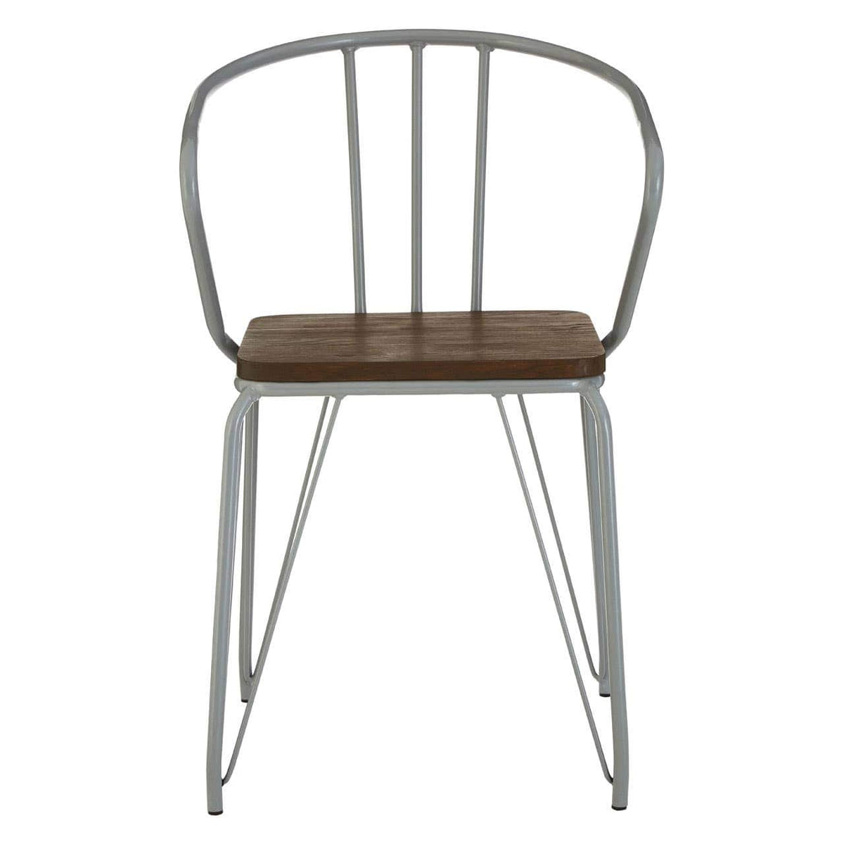 District Grey Metal And Elm Wood Arm Chair.
