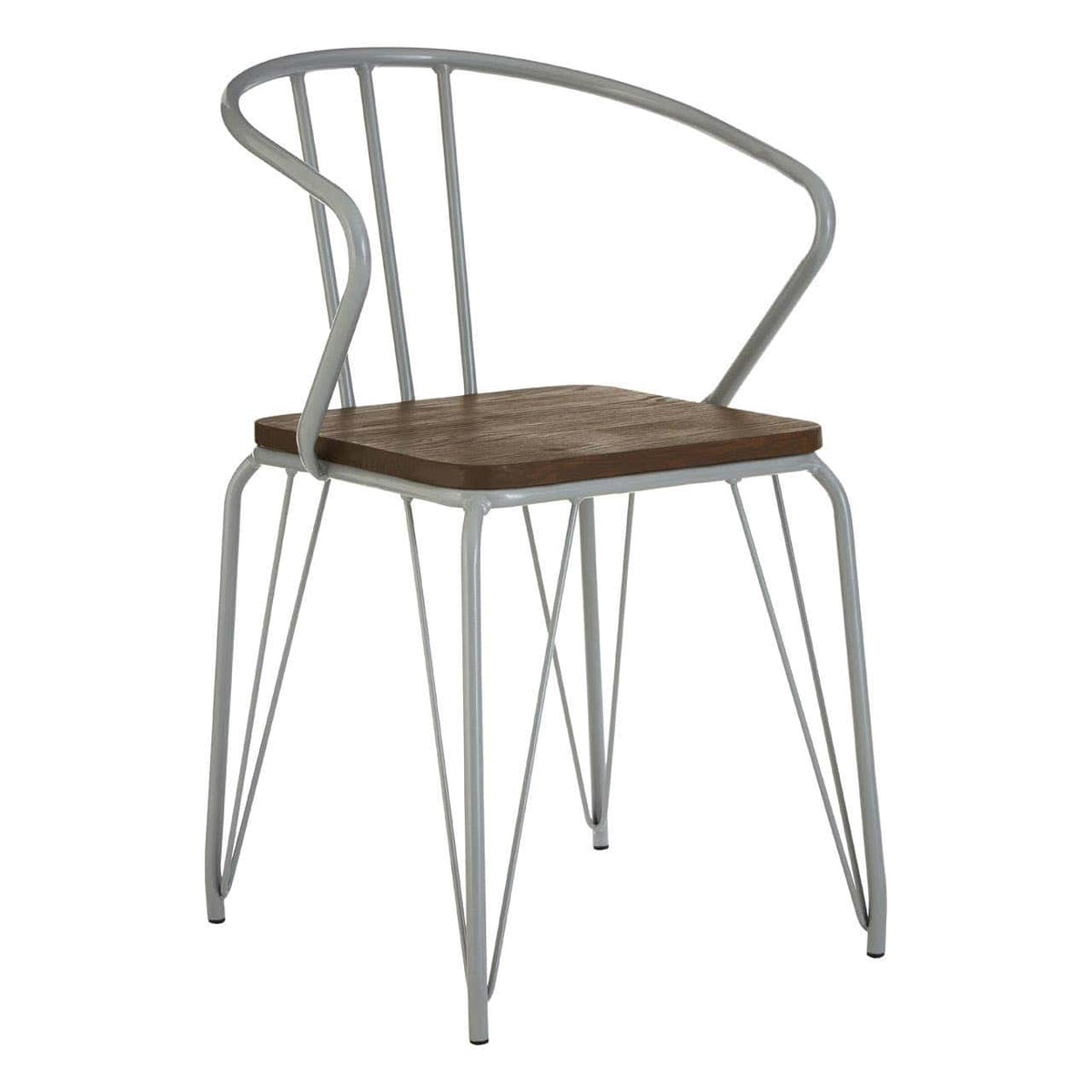 District Grey Metal And Elm Wood Arm Chair.