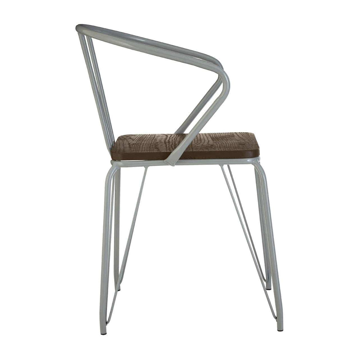 District Grey Metal And Elm Wood Arm Chair.