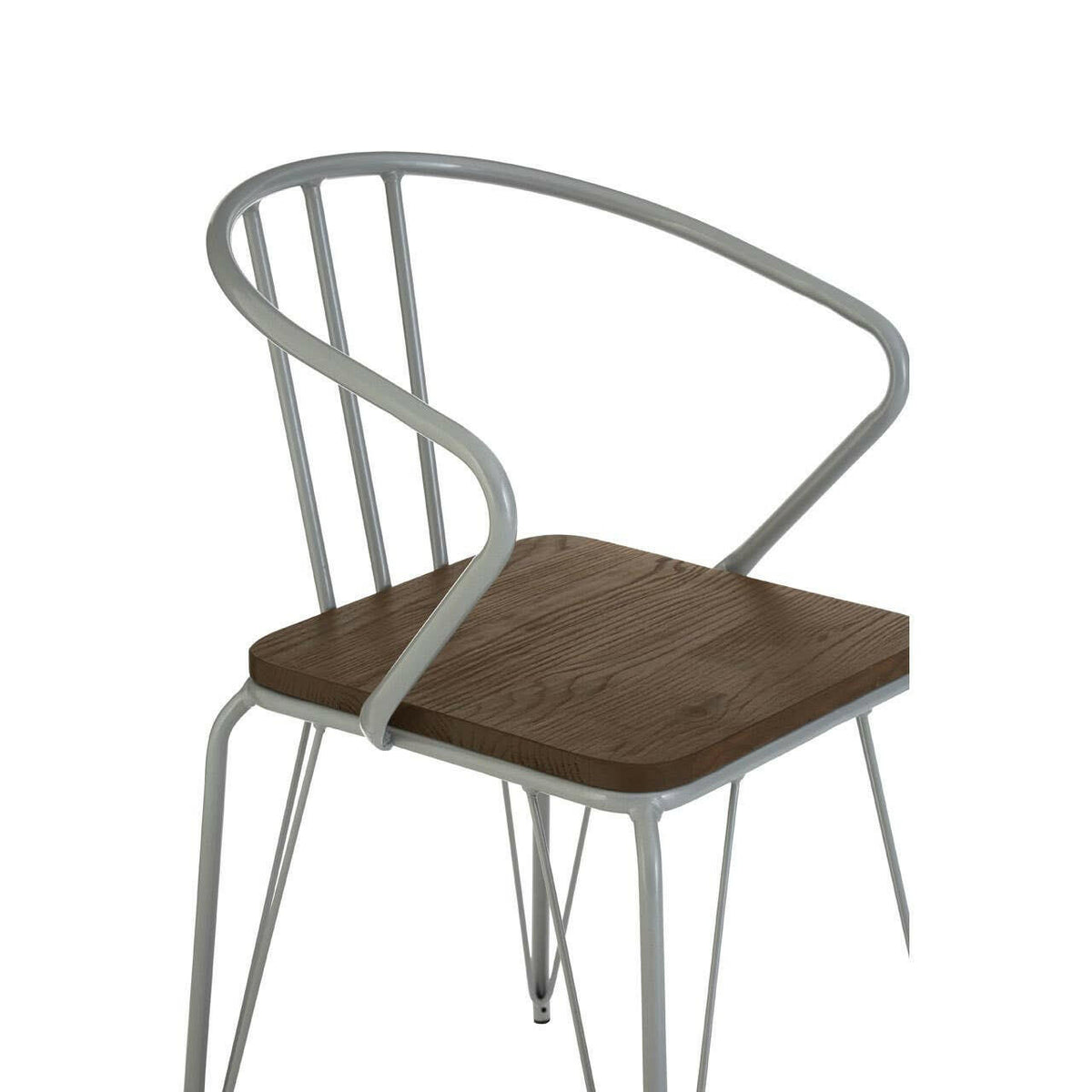 District Grey Metal And Elm Wood Arm Chair.