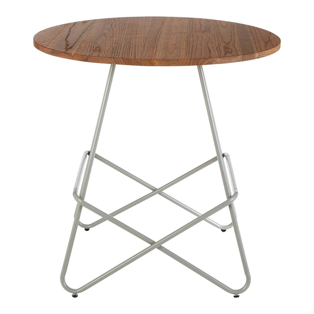 District Grey Metal & Elm Wood Round Table.