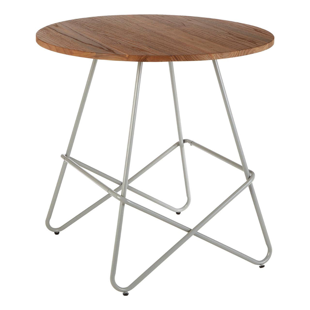 District Grey Metal & Elm Wood Round Table.