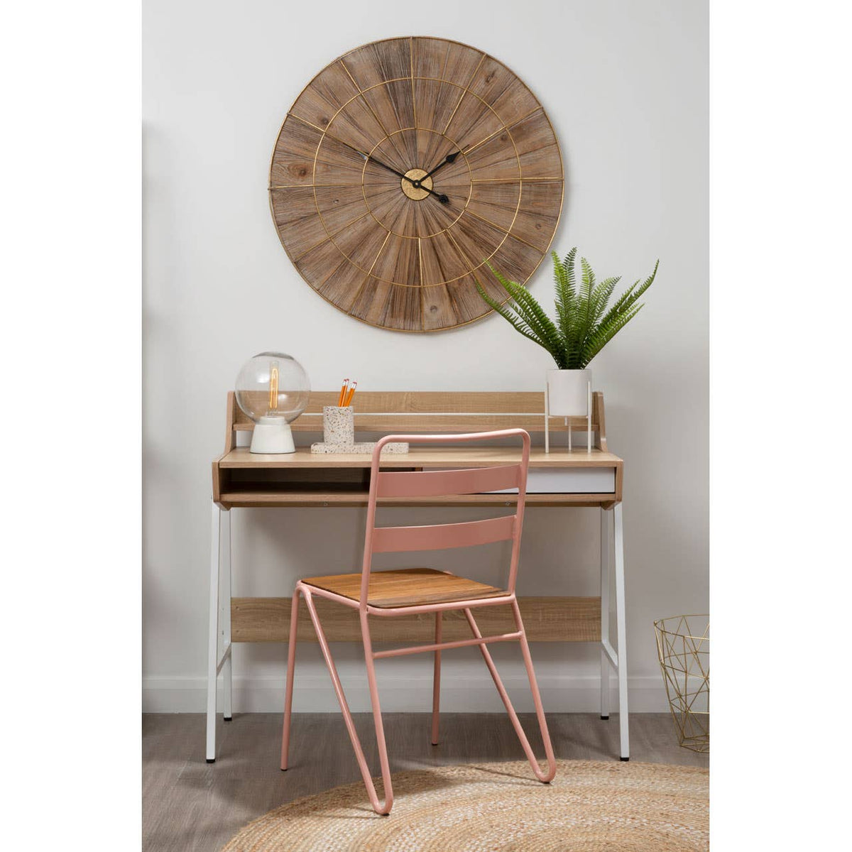 District Pink Metal Chair.