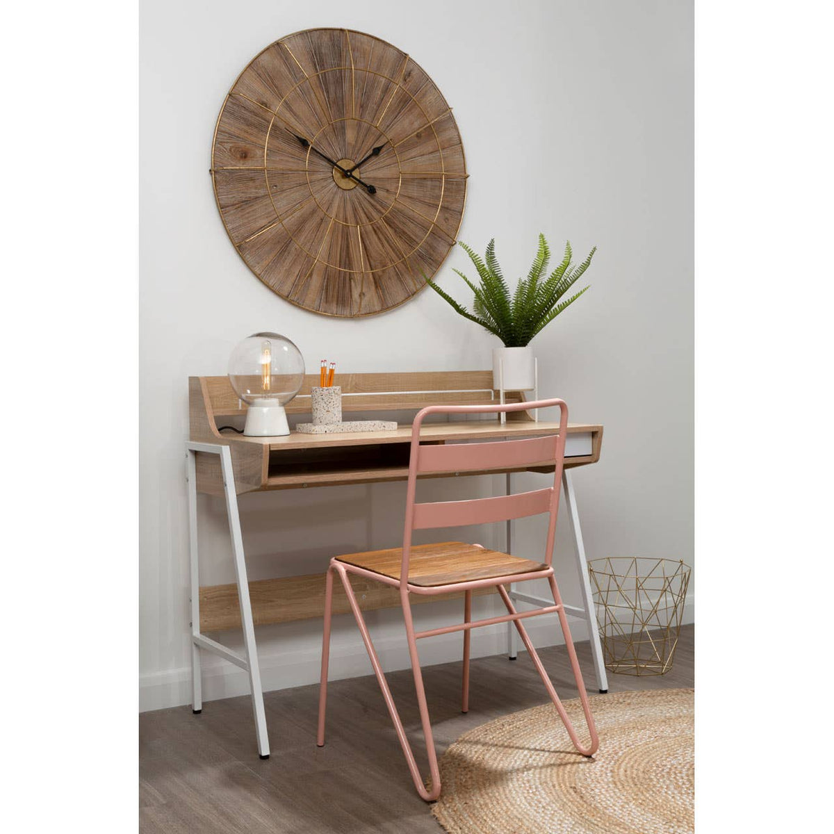 District Pink Metal Chair.