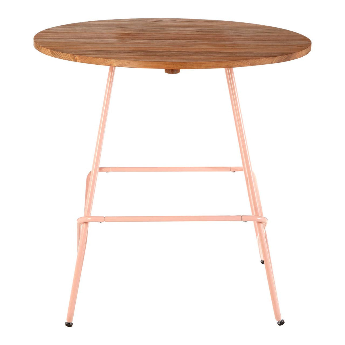 District Pink Metal & Elm Wood Round Table.