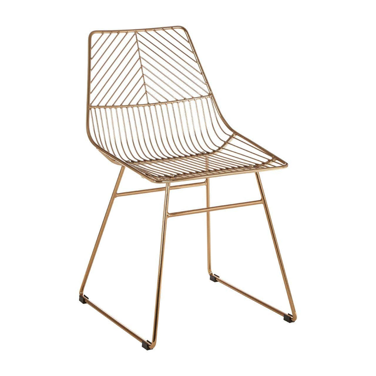 District Small Gold Finish Metal Wire Chair.