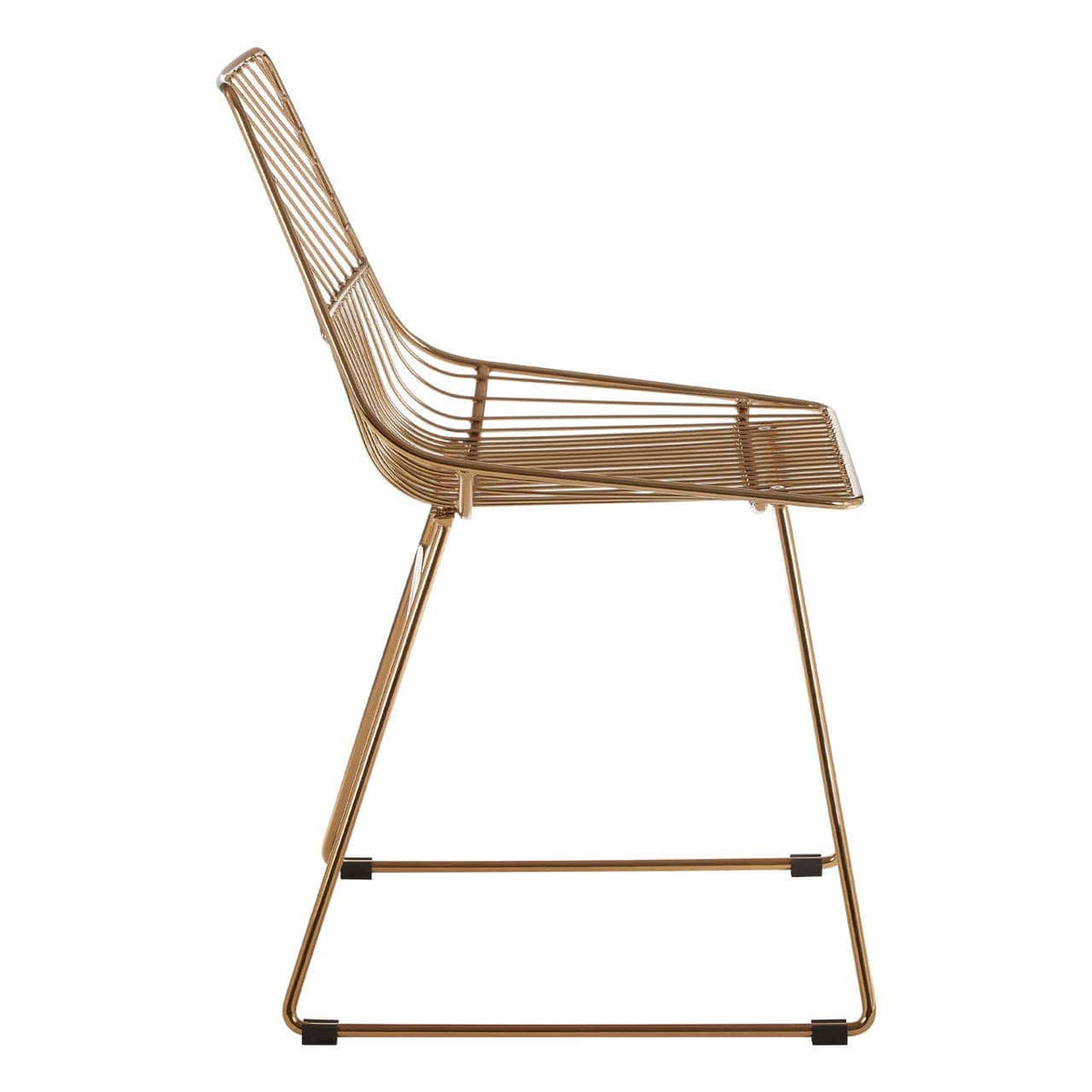 District Small Gold Finish Metal Wire Chair.