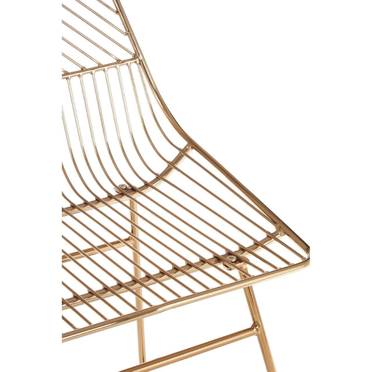 District Small Gold Finish Metal Wire Chair.