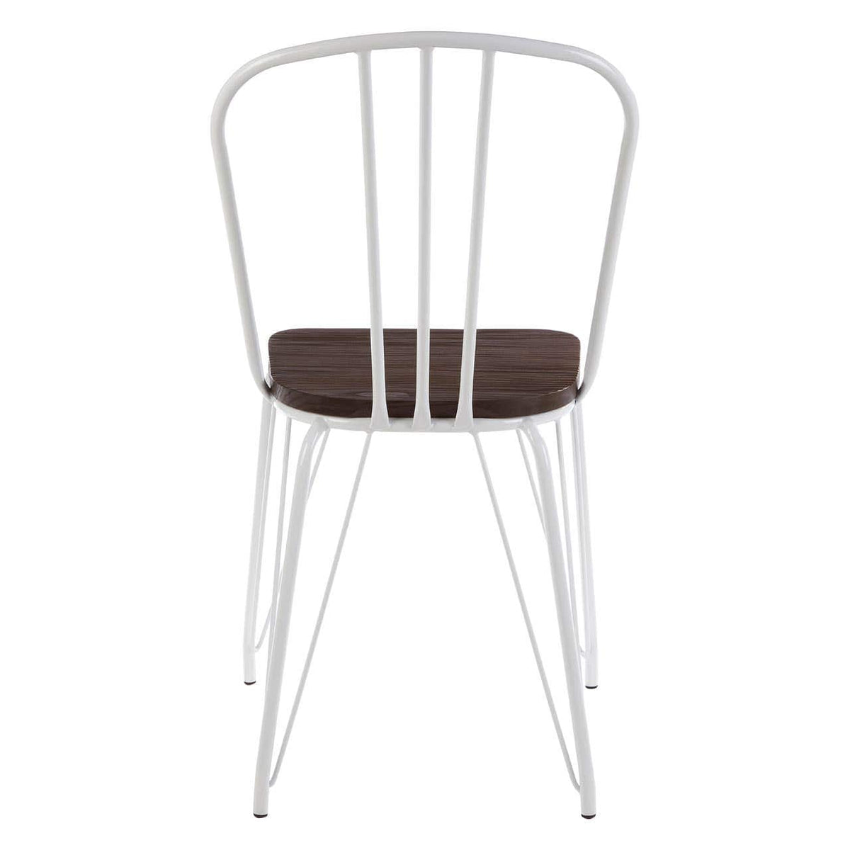 District White Metal And Elm Wood Chair.