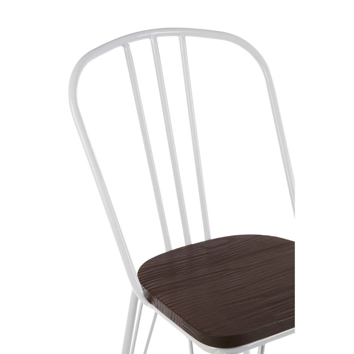 District White Metal And Elm Wood Chair.