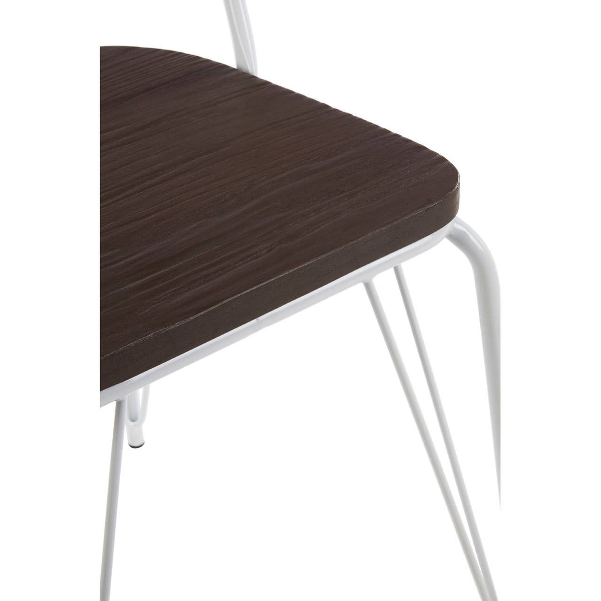 District White Metal And Elm Wood Chair.