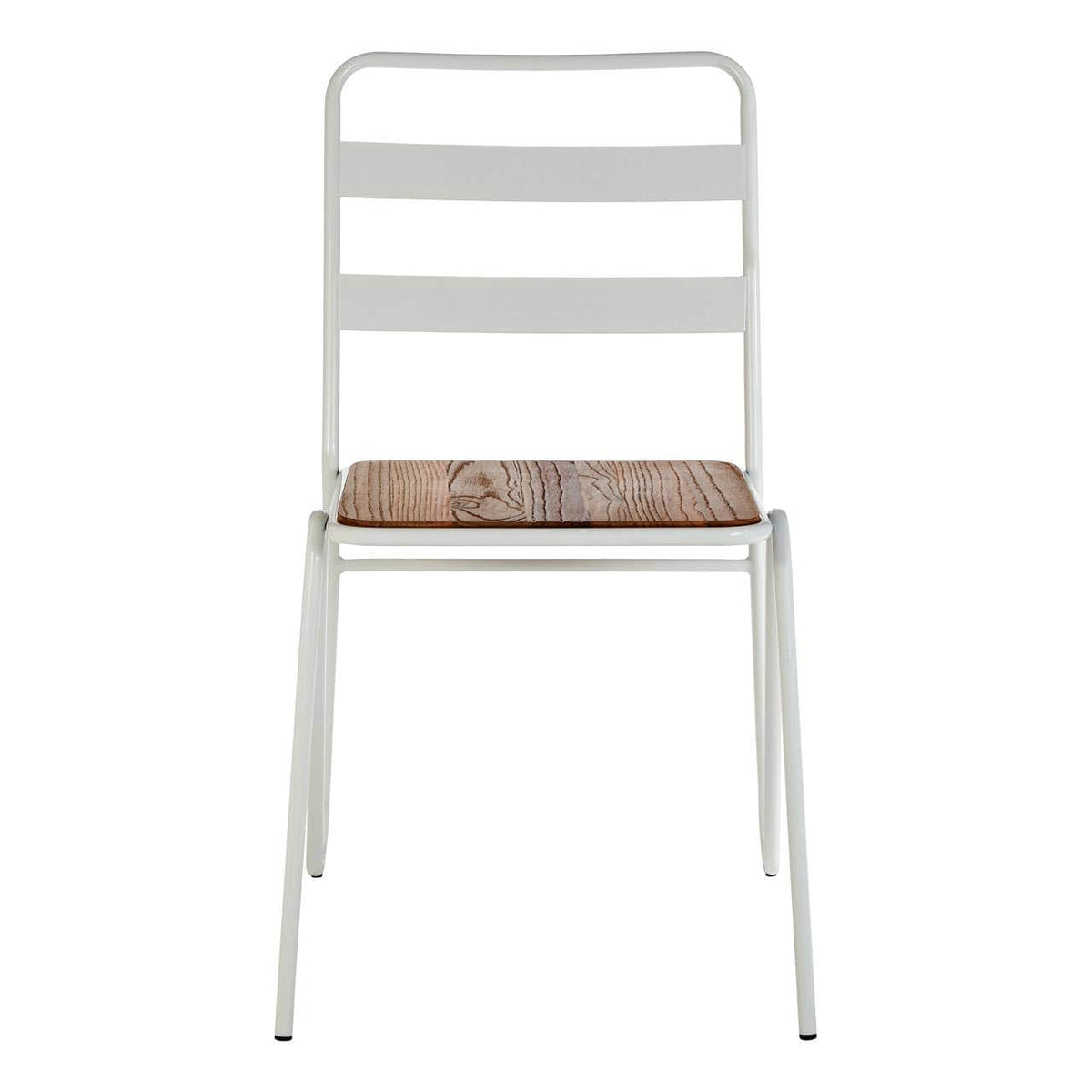 District White Metal And Elm Wood Chair.