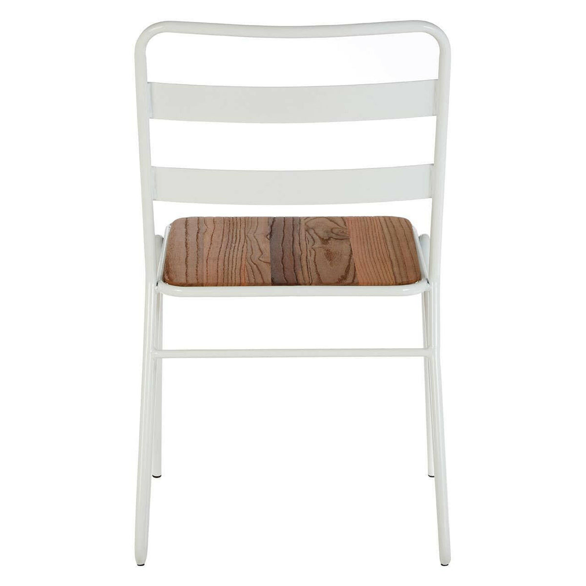 District White Metal And Elm Wood Chair.