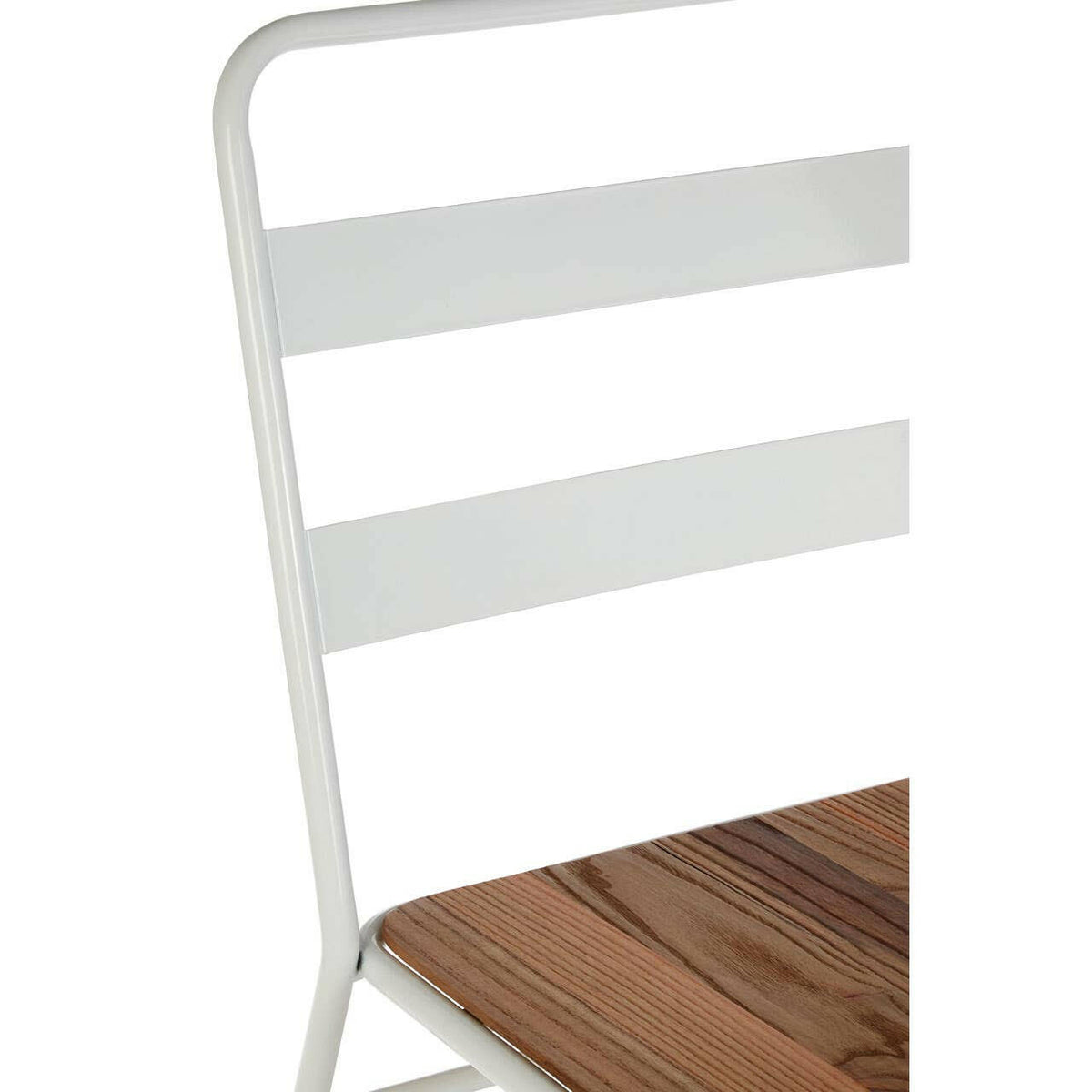 District White Metal And Elm Wood Chair.