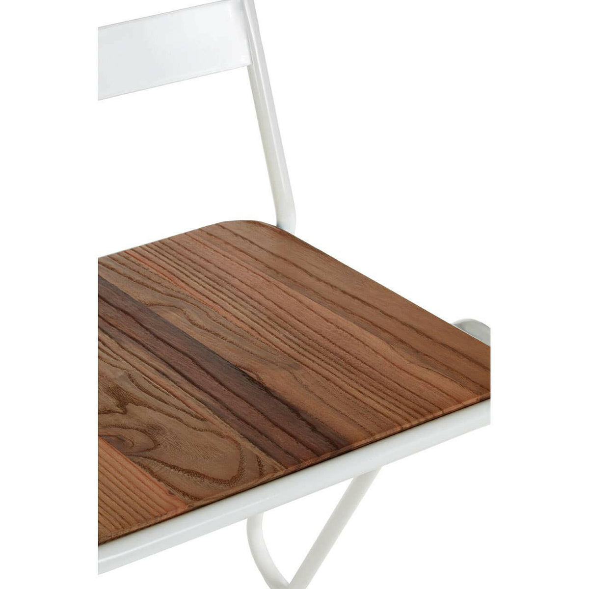 District White Metal And Elm Wood Chair.